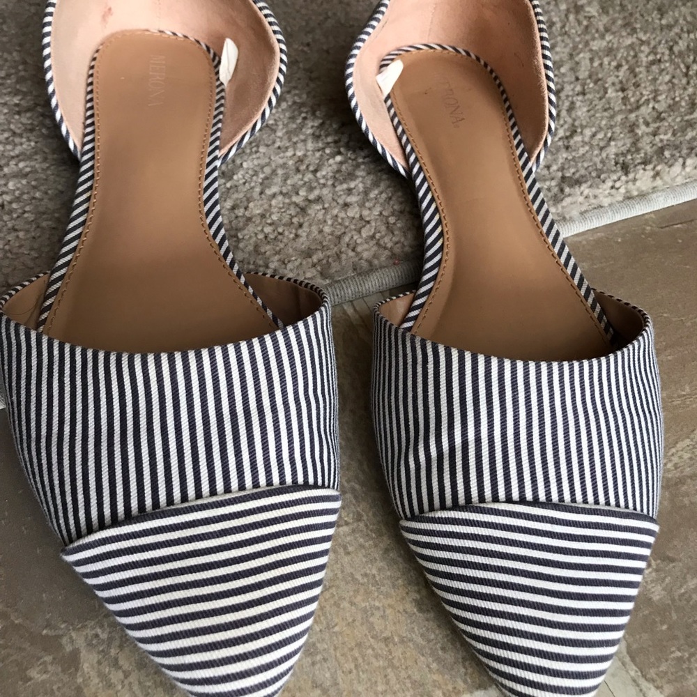 8.5 Merona flats, black and white stripe.